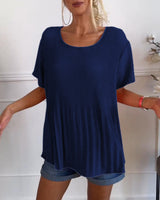 Aimee Plissierte Bluse mit Rundhalsausschnitt